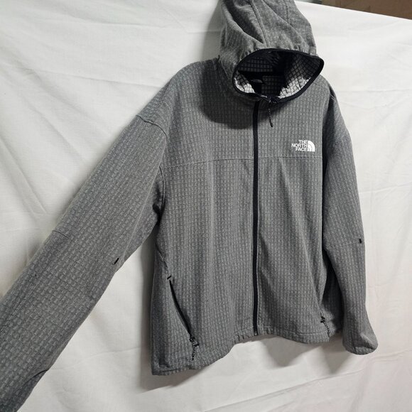 The North Face Tekware Grid Hoodie Men Size L Gray Full Zip - Picture 8 of 16